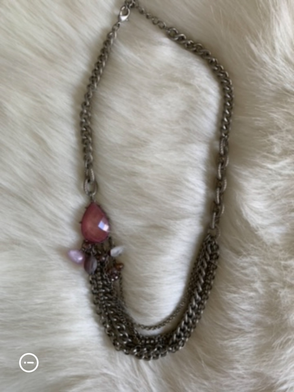 Delicate Pink Stone Multi-Chain Necklace - Picture 2 of 6